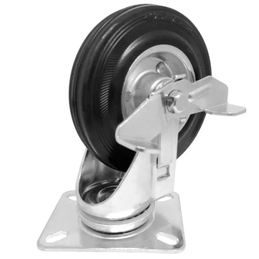 Rodízio de Borracha 5 pol. Giratório com Freio A09752-GF Ajax